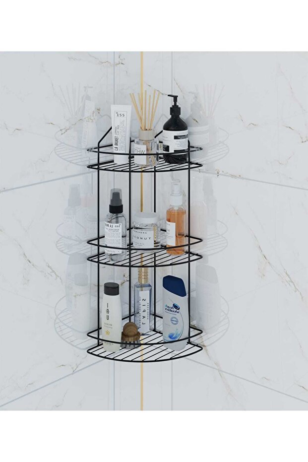 Adhesive Bathroom Organizer – Metal Shampoo Holder Shower Shelf Corner Organization