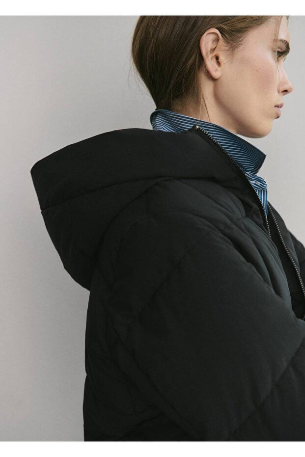 Kapüşonlu kapitone anorak - 6