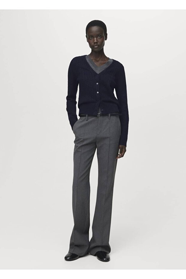 Örgü desenli triko hırka - 2