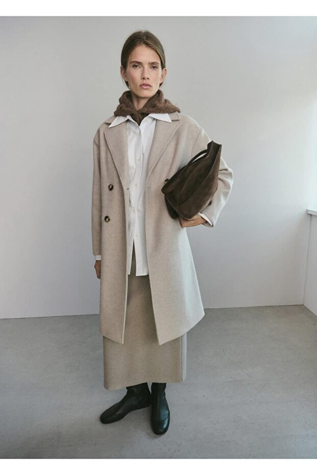 Çift düğmeli midi palto - 2