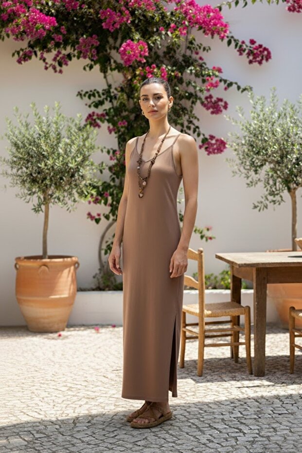 Women's Modal Fabric Strap Slit Dress