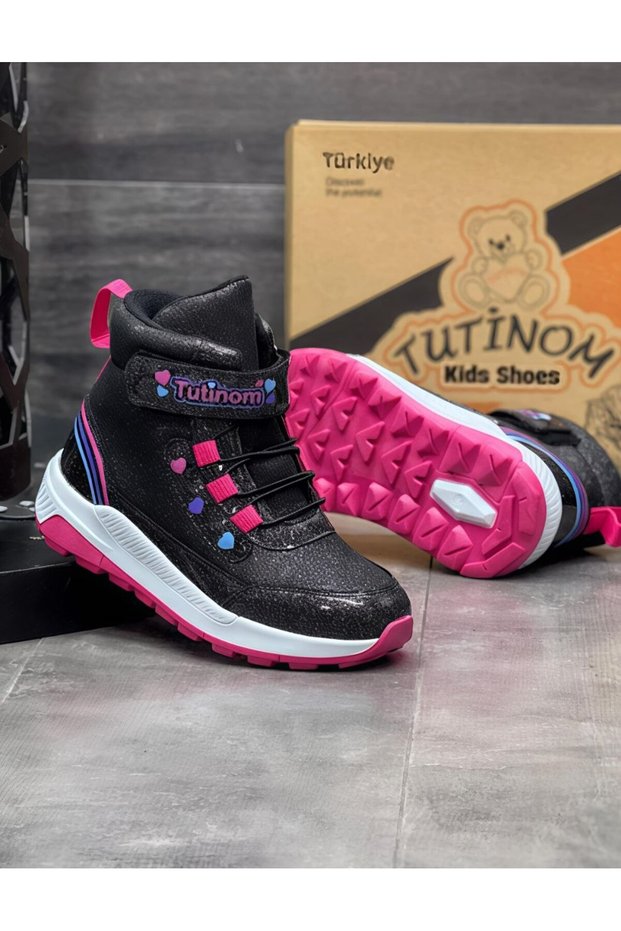 Tutinom Girls Winter Non-Slip Sole Waterproof Velcro Ankle Boots