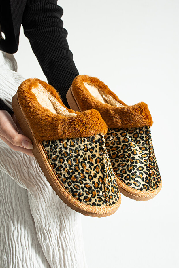 Зимни пантофи с леопардов принт - 5