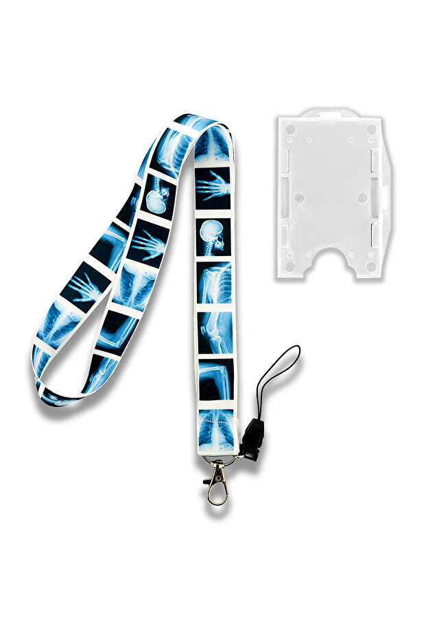 X-Ray Radiology Patterned Neck Lanyard Badge Holder+Double-Sided Card Holder Set of 2