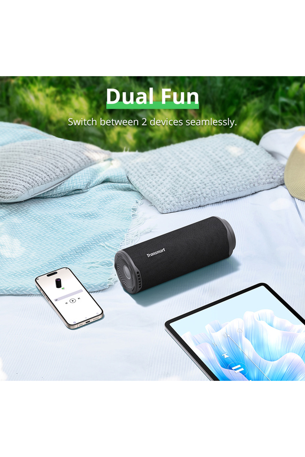 T8 Portable 40W Bluetooth Speaker, 360° Sound, IPX7 Waterproof, Custom EQ & Lights (Grey) - 8
