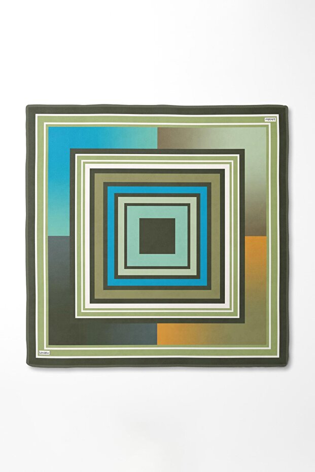 الكاكي مربع نمط حك وشاح الحرير - 3