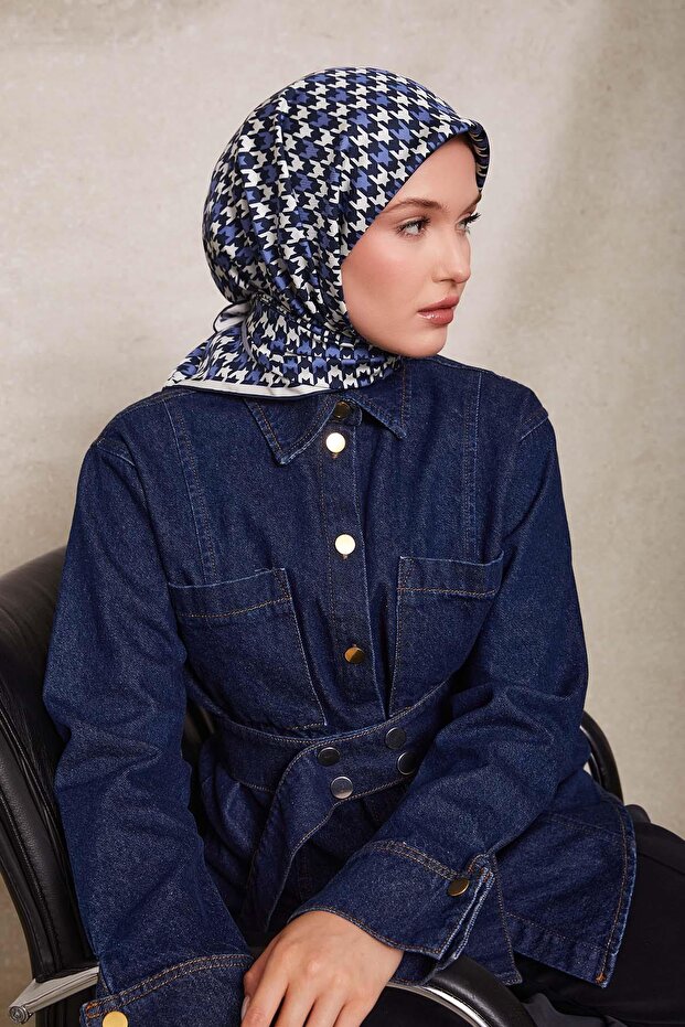 الأزرق نمط المخل وشاح الحرير حك - 1