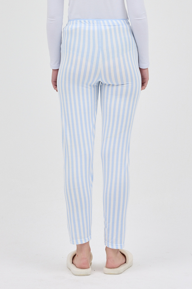 Mavi Çizgi Desenli Lastik Bel Kadın Pijama Altı 4527 - 5