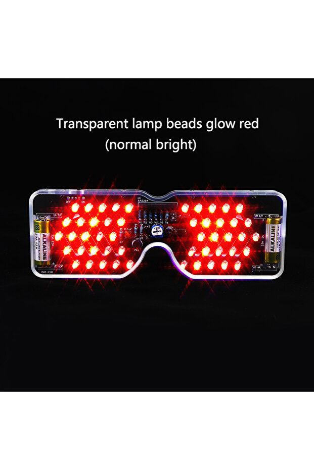 مجموعة صنع نظارات LED تعمل بالصوت مع ضوء أحمر وامض ثنائي باعث للضوء