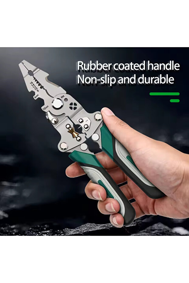 قطعة واحدة من كماشة تجريد الأسلاك القابلة للطي، متعددة الوظائف بتصميم بكرة للتجريد والتجعيد واللف - 4