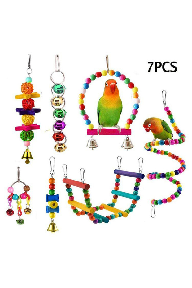 7 Packs 7PCS/16PCS Bird Toy Set for Parrots Variety Toys for Bird Cage Accessories Safe and Durable