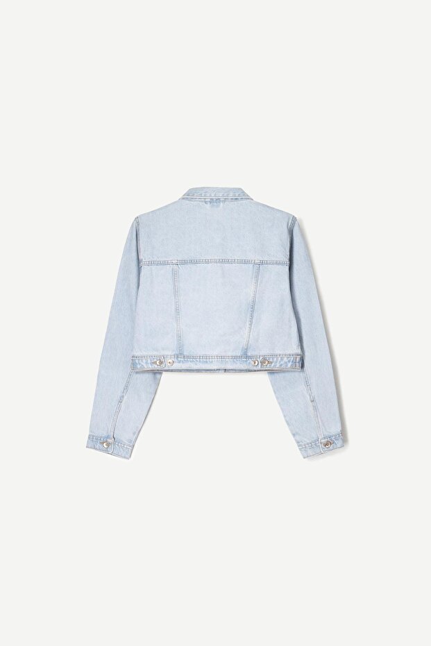 Crop denim ceket - 7