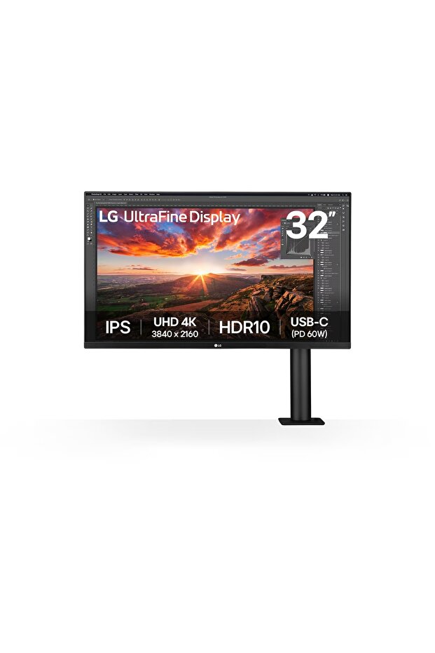 31.5'' UltraFine Display 32UN880K-B 60Hz 5ms IPS UHD 4K Pivot HDR10 Ergonomik Standlı Monitör - 1