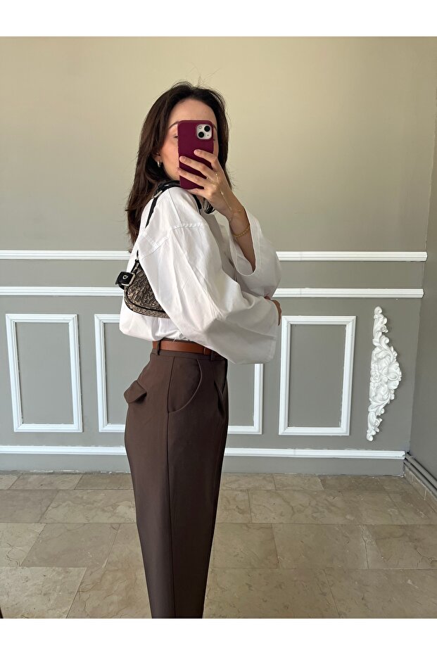 Kemerli pantolon - 5