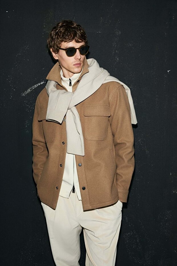112120261 Andre Erkek Örme Ceket CAMEL - 1