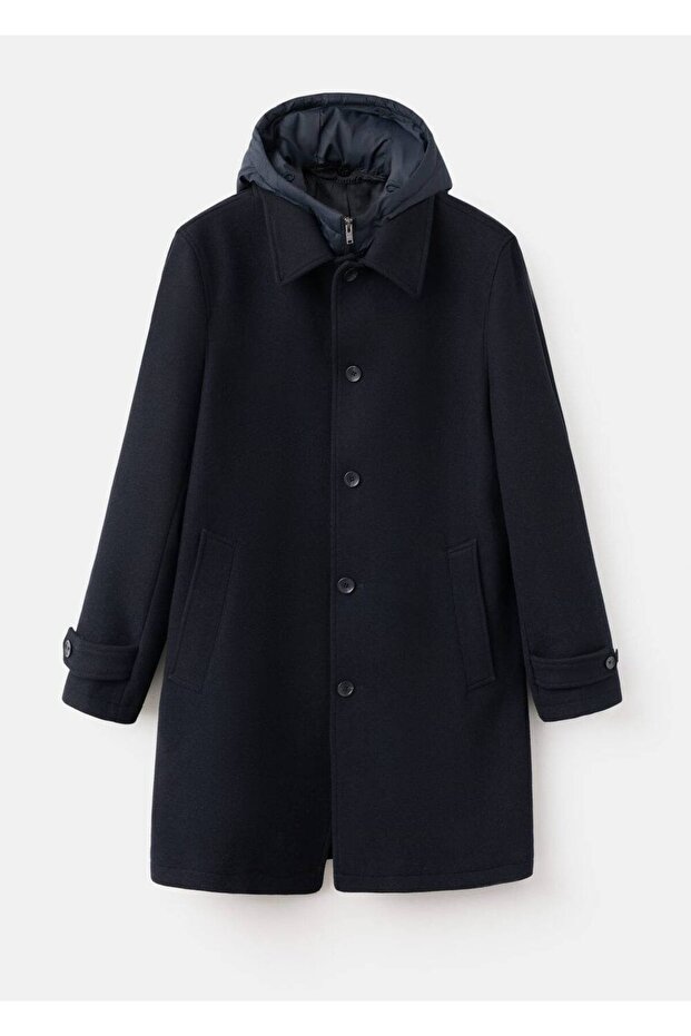 Çıkarılabilir kapüşonlu yün ceket - 3