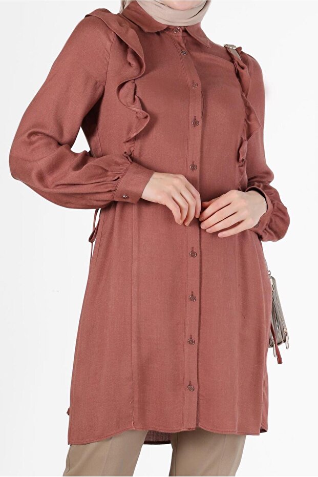 TUNIC 42390 WITH RIFFLED SIDE BINDING DETAIL - 4