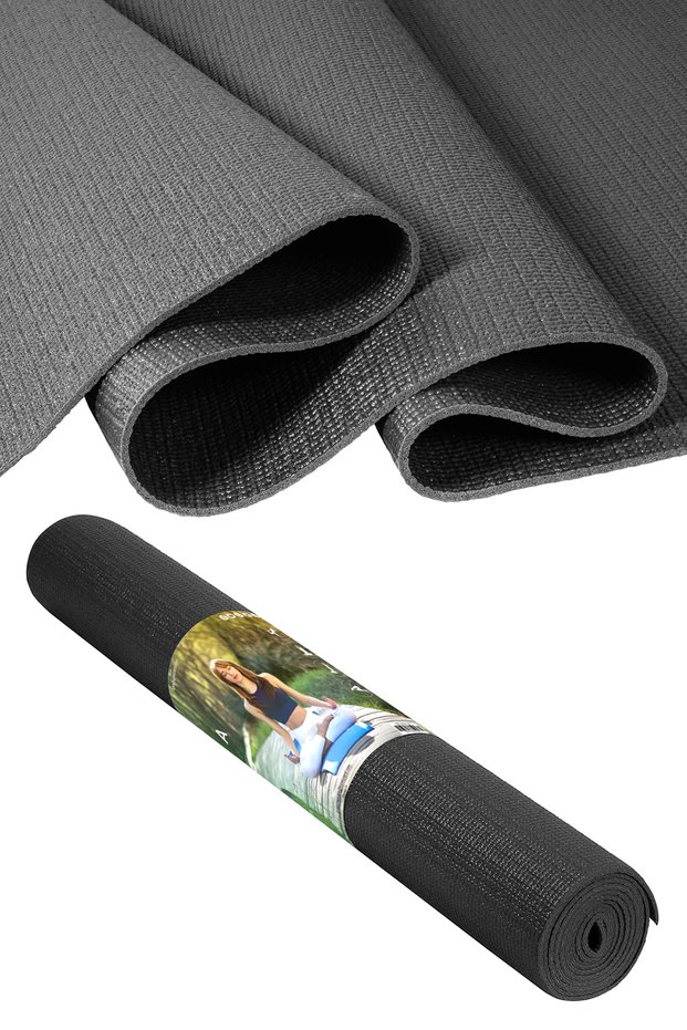 PVC Yoga Mat EM-9306-H Non-Slip 3mm Thick for Yoga, Pilates & Home Workouts Black