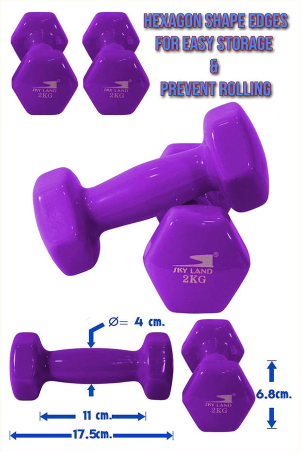 Vinyl Dumbbells EM-9219-2 Set of 2 Non-Slip 2KG Each for Strength Training & Home Gym