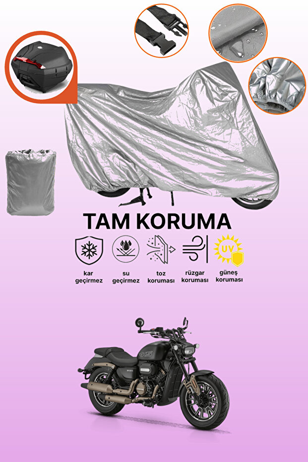 Gray Tail Bag Compatible Rks Srv250 Vs Compatible Motorcycle Tarpaulin, Protective Cover