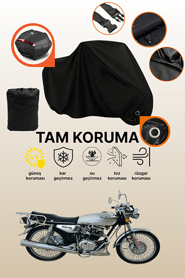 Black Lock and Tail Bag Compatible Kuba Filinta 200 Compatible Motorcycle Tarpaulin, Protective Cover