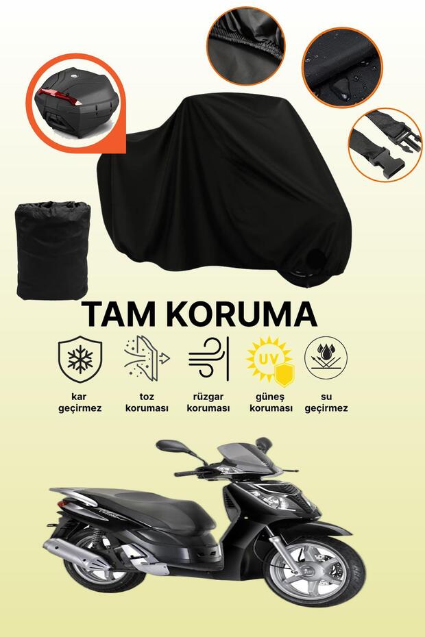 Black Rear Bag Compatible Rks Outlook 150 Compatible Motorcycle Tarpaulin, Protective Cover
