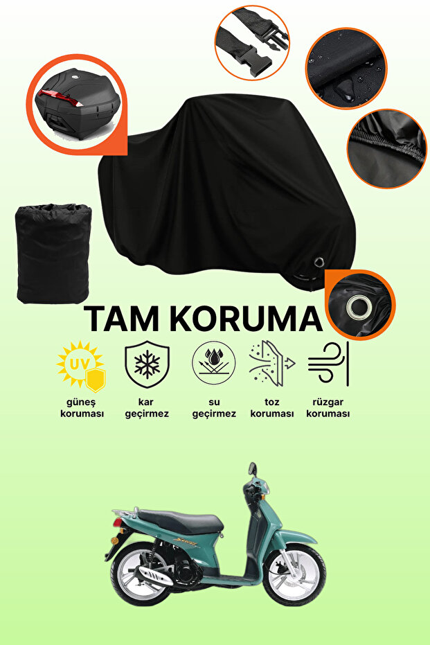 Black Lock and Tail Bag Compatible Honda Sh 100 Compatible Motorcycle Tarpaulin, Protective Cover