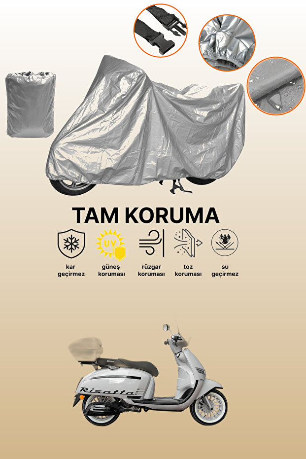 Gray Yuki Risotto 50 Compatible Motorcycle Cover, Protective Cover, Motor Cover