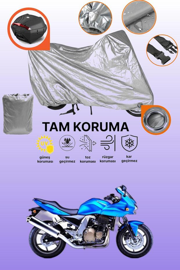 Gray Lock and Tail Bag Compatible Kawasaki Z 750 S Compatible Motorcycle Tarpaulin, Protection Cover