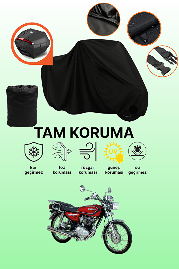 Black Rear Bag Compatible with Kuba Cheetah 180R Compatible Motorcycle Tarpaulin