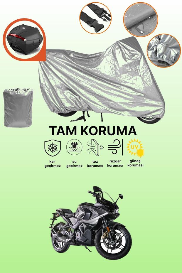 Gray Rear Bag Compatible Bajaj Pulsar Rs 200 Compatible Motorcycle Tarpaulin, Protective Cover