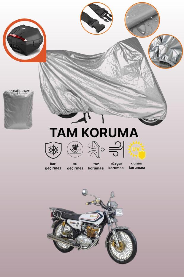 Gray Rear Bag Compatible with Kuba Cheetah 180R Gold Compatible Motorcycle Cover, Protective Cover