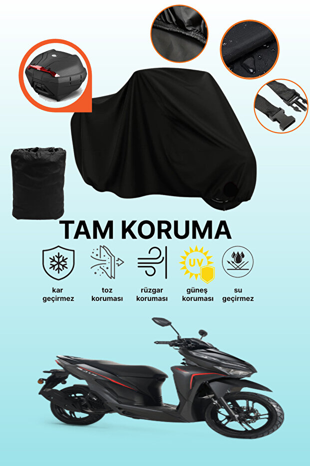 Black Tail Bag Compatible Rks Wildcat 125 Compatible Motorcycle Tarpaulin, Protective Cover