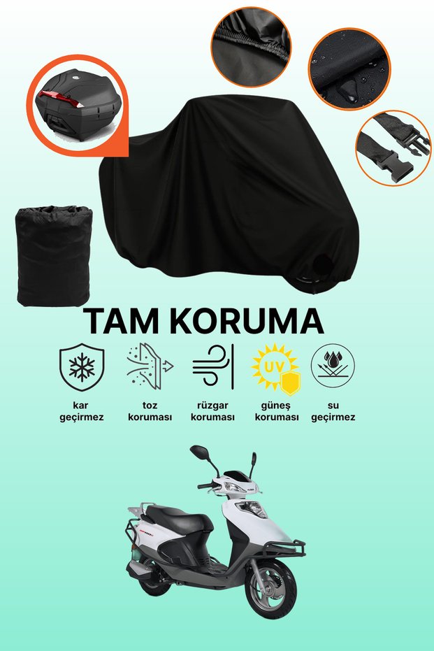 Black Rear Bag Compatible with Kuba Xf 110 Compatible Motorcycle Tarpaulin