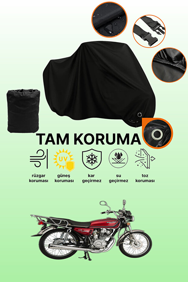 Black Lock Compatible Mondial 150 Masti Compatible Motorcycle Tarpaulin, Protective Cover