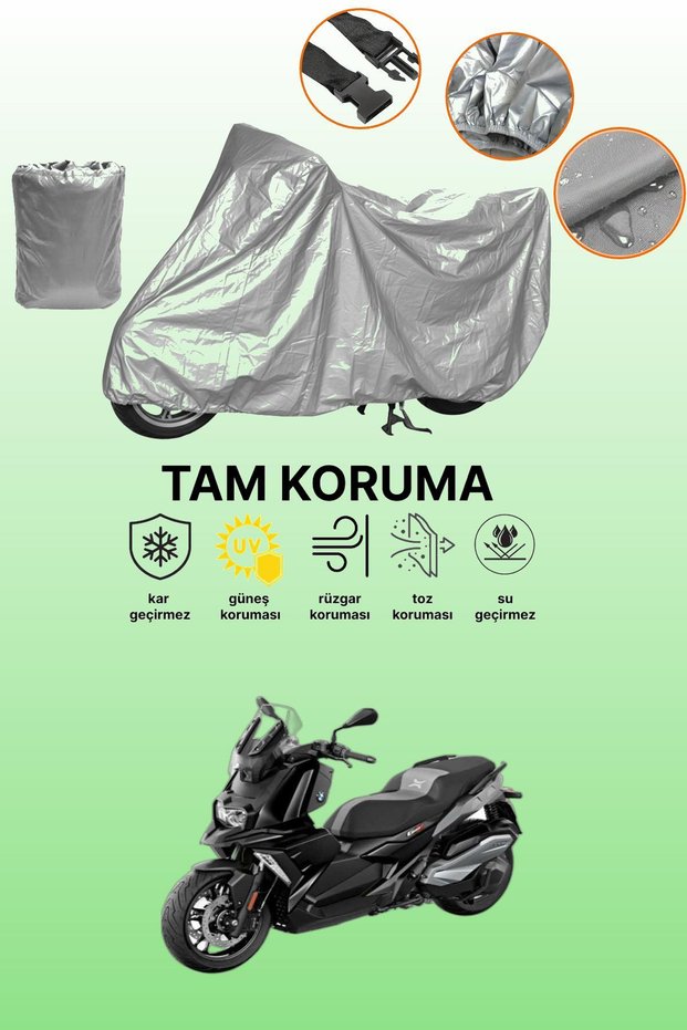 Gray Bmw C 400 X Compatible Motorcycle Tarpaulin, Protective Cover, Motor Tarpaulin