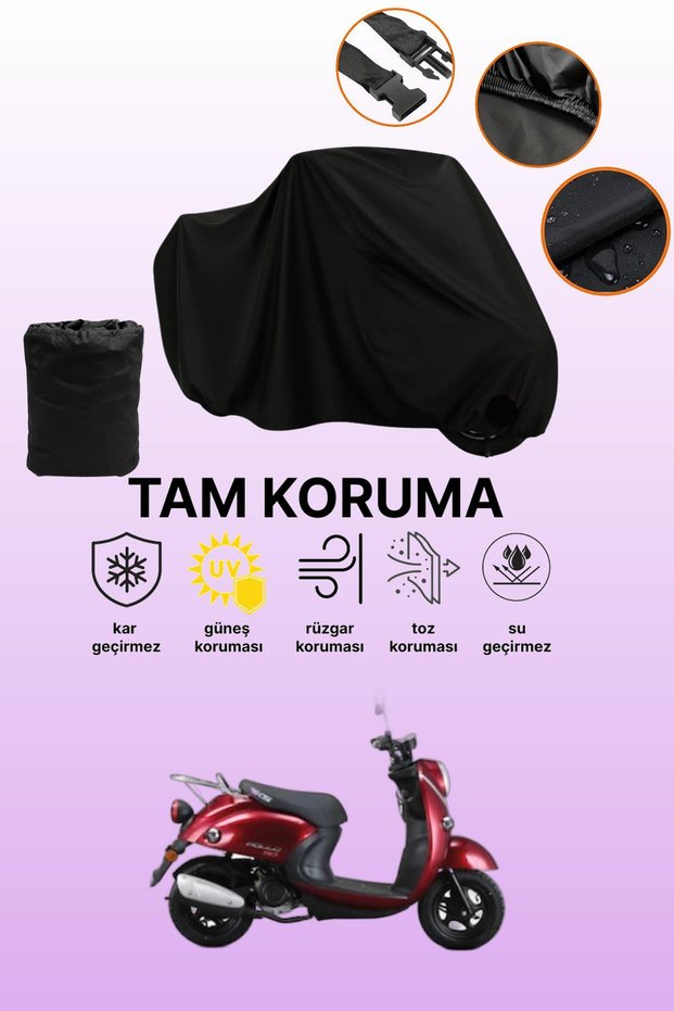 Black Rks Pollo 50 Compatible Motorbike Tarpaulin, Protective Cover, Motorcycle Tarpaulin