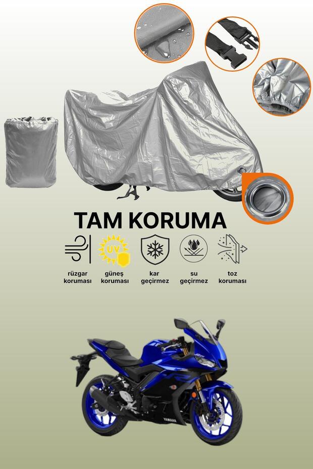 Grey Lock Compatible Yamaha Yzf R25 Abs Compatible Motorcycle Tarpaulin, Protective Cover