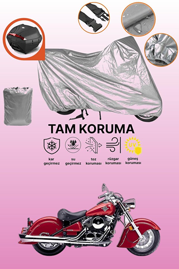 Gray Tail Bag Compatible Kawasaki Vn 800 Drifter Compatible Motorcycle Tarpaulin, Protective Cover