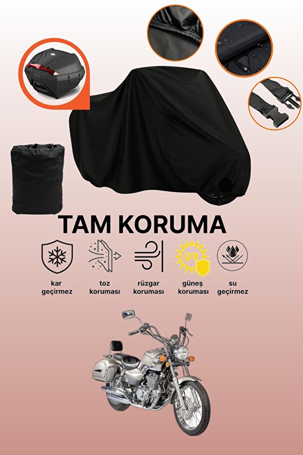 Black Tail Bag Compatible Mondial 250 Mct Compatible Motorcycle Tarpaulin, Protective Cover