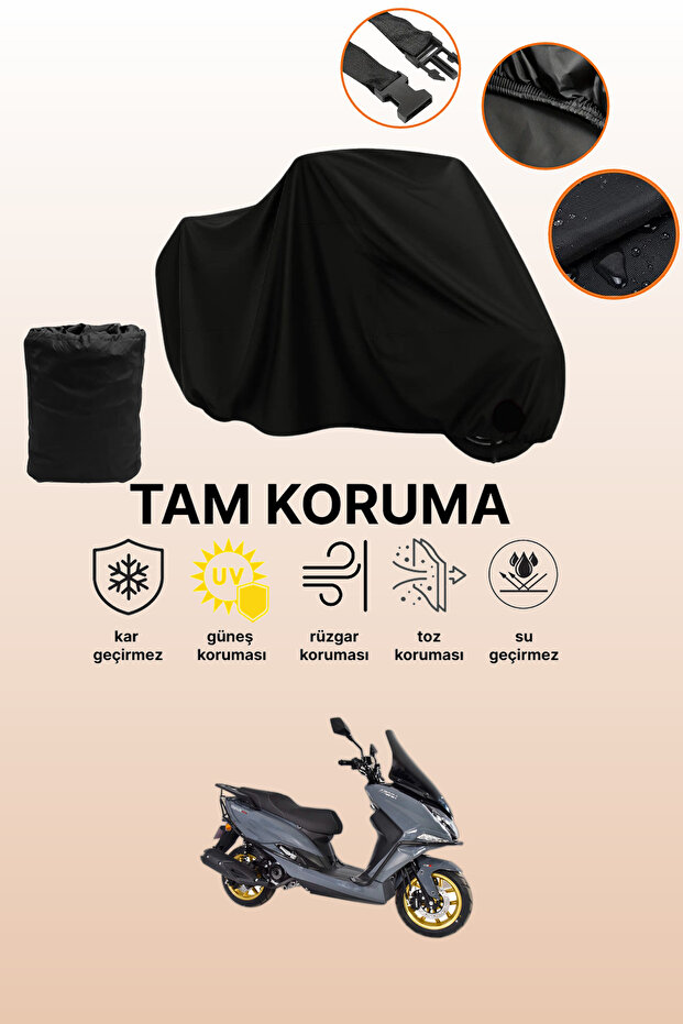 Black Arora Safari Pro Compatible Motorcycle Cover, Protective Cover, Motorcycle Tarpaulin