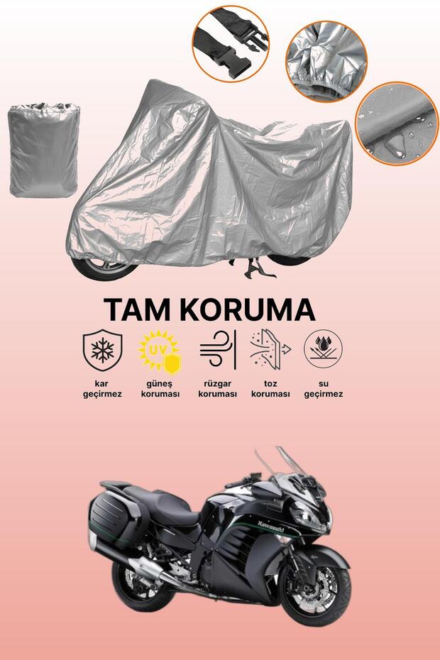 Gray Kawasaki Gtr 1400 Compatible Motorcycle Tarpaulin, Protective Cover, Motor Tarpaulin