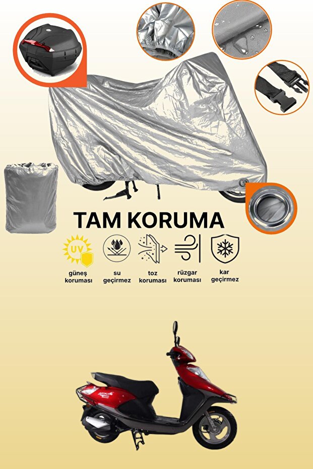 Gray Lock and Tail Bag Compatible Arora Ar 100t 2A Special Compatible Motorcycle Tarpaulin, Protection Cover