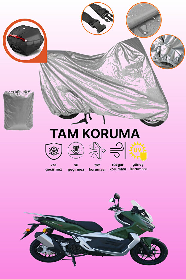 Gray Rear Bag Compatible with Motolux Wow 150 Compatible Motorcycle Cover, Protective Cover