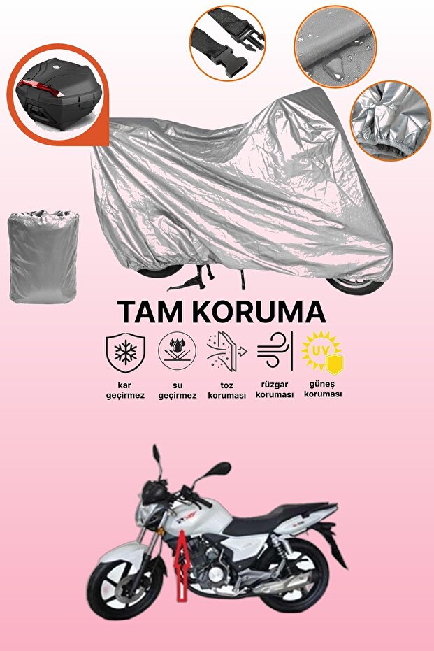 Gray Rear Bag Compatible Rks Titanic 150-R Compatible Motorcycle Cover, Protective Cover