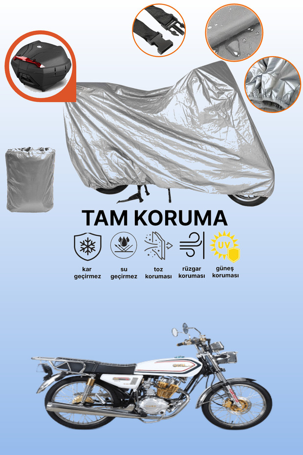Gray Rear Bag Compatible with Kuba Cheetah 125R Max Gold Compatible Motorcycle Cover, Protective Cover