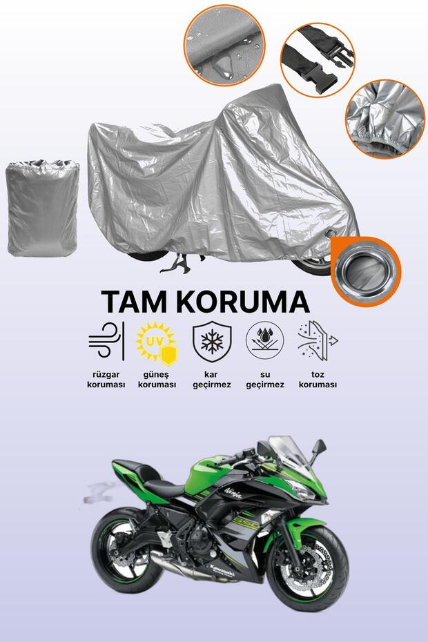 Gray Lock Compatible Kawasaki Ninja 650 Krt Edition Compatible Motorcycle Tarpaulin, Protective Cover