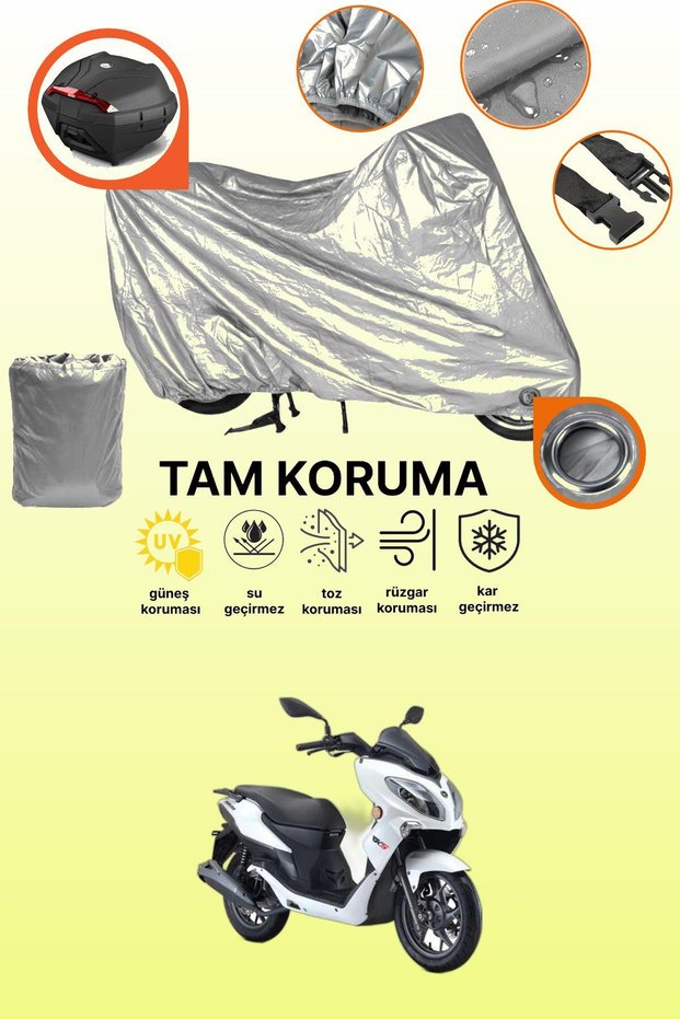Gray Lock and Tail Bag Compatible Rks Cityblade Compatible Motorcycle Tarpaulin, Protection Cover