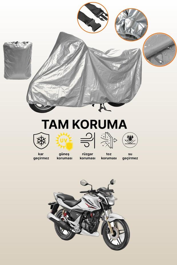 Gray Rear Bag and Lock Incompatible Hero T-Sport Compatible Motorcycle Tarpaulin
