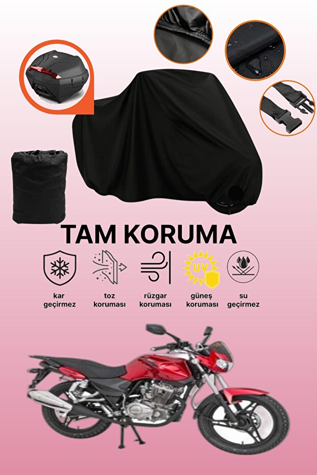 Black Tail Bag Compatible Mondial 125 Mh Drift Compatible Motorcycle Tarpaulin, Protective Cover